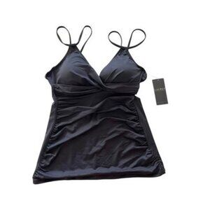 Ralph Lauren Women's Black Double Strap Twist Front Tankini Top Size 6 $115